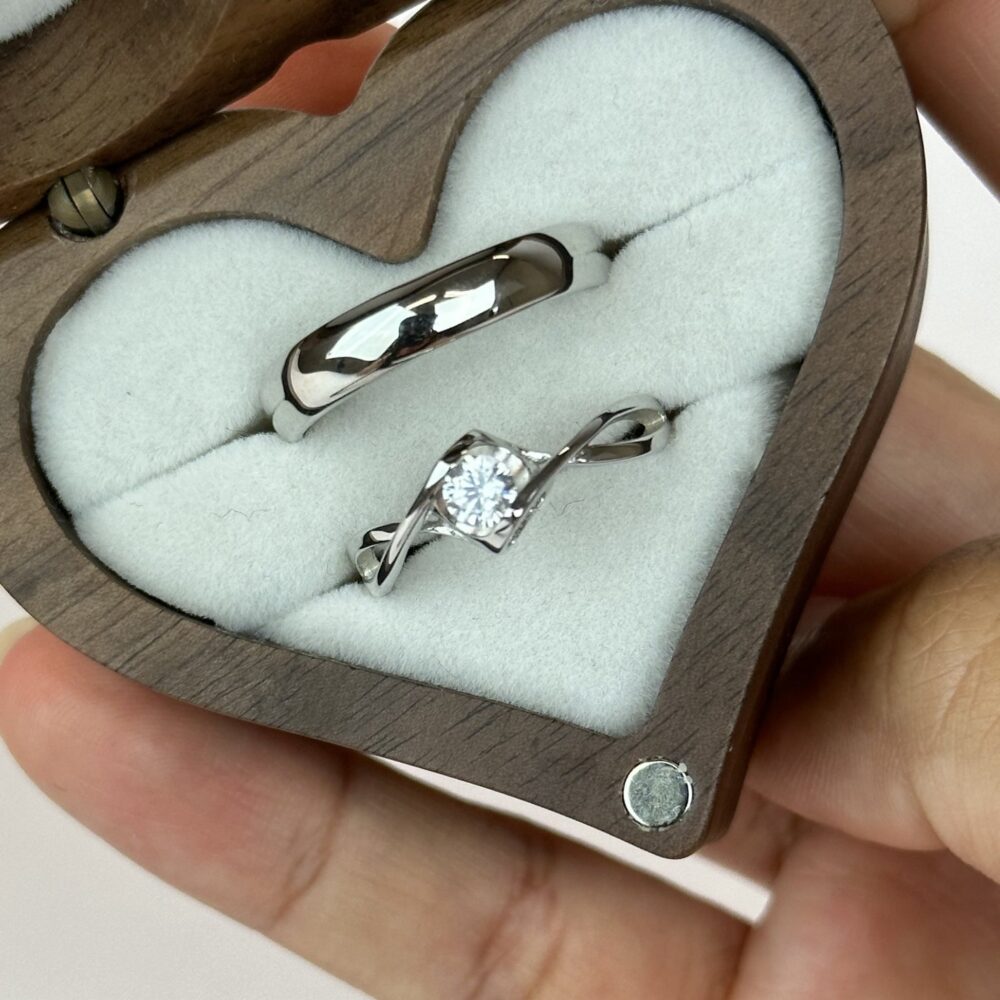 925 Sterling Silver Adjustable Couples Ring Set