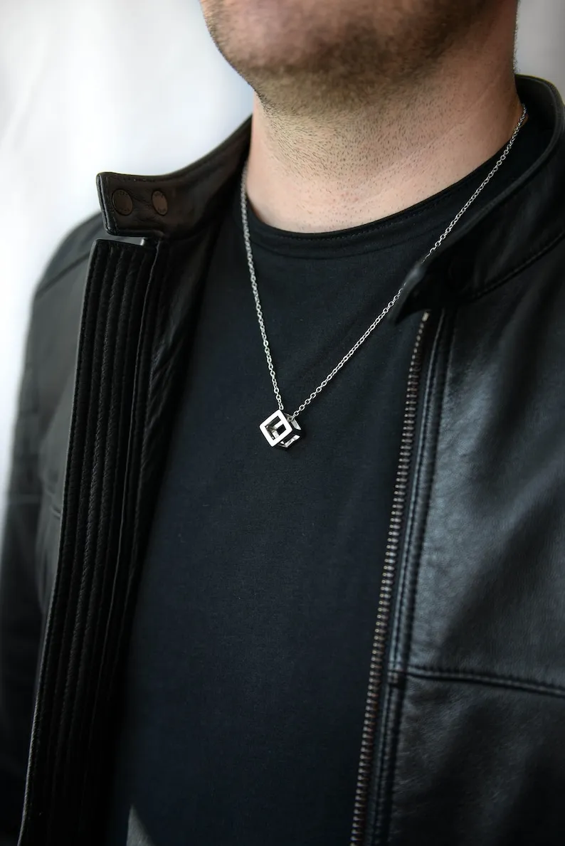 Stainless Steel Cube Necklace for Men | Stylish Square Hollow Pendant | Perfect Gift for Him 🎁 | Anniversary Gift