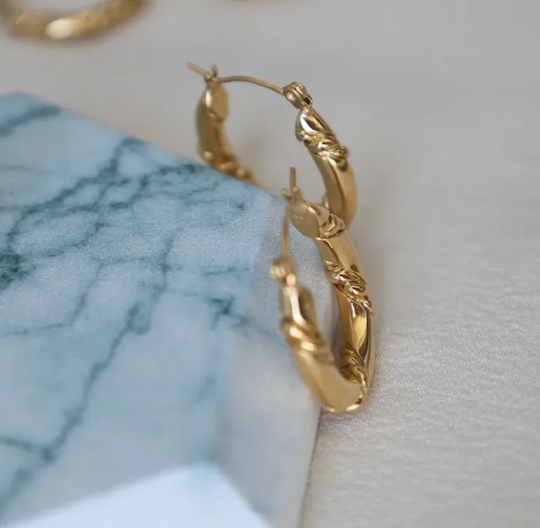 18K gold chunky twist hoop earrings for women, waterproof stainless steel, perfect birthday gift for mom