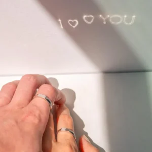 Couples Promise Rings with Engraved Light Projection - Adjustable Romantic Jewelry Set - Unique Wedding Gift