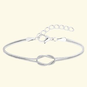 Stainless Steel Letter Love Knot Bracelet with A-Z Alphabet for Couples or Best Friends