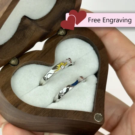 Adjustable 925 Silver Couples Rings • Engraved Promise Gift