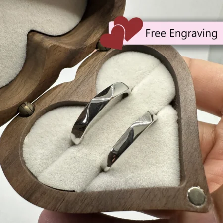 Adjustable 925 Silver Domed Couples Rings • Custom Engraved Minimalist Gift