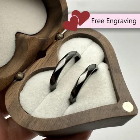 Adjustable Black Dome Couples Rings • 925 Sterling Silver • Custom Engraved Promise/Anniversary Gift