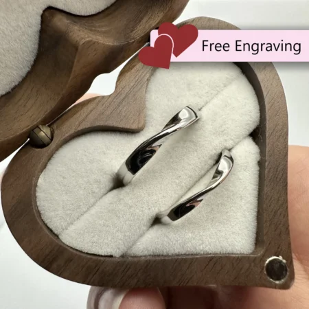 Adjustable Twisted Silver Couples Rings • 925 Sterling Matching Bands • Custom Engraved Gift