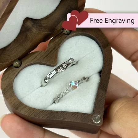 Adjustable Elven Opal Couples Rings • 925 Sterling Silver • Custom Engraved Gift