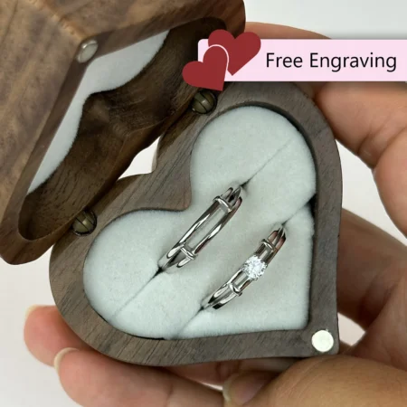 Adjustable Rail Design Couples Rings • 925 Sterling Silver Two-Tone • Custom Engraved Gift