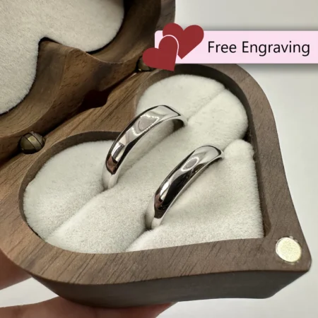 Adjustable Couples Rings Set • 925 Sterling Silver • Custom Engraved Gift