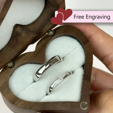 Adjustable Sanded-Stripe Couples Rings • 925 Sterling Silver • Custom Engraved Gift
