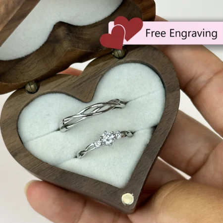 Adjustable Braided & Zirconia Couples Rings 925 Sterling • Custom Engraved Promise | Engagement | Anniversary Gift