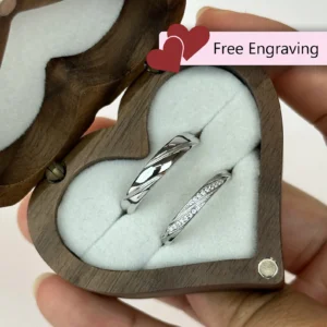 Adjustable Grooved & Diamond Path Couples Rings 925 Sterling • Custom Engraved Promise | Engagement | Anniversary Gift