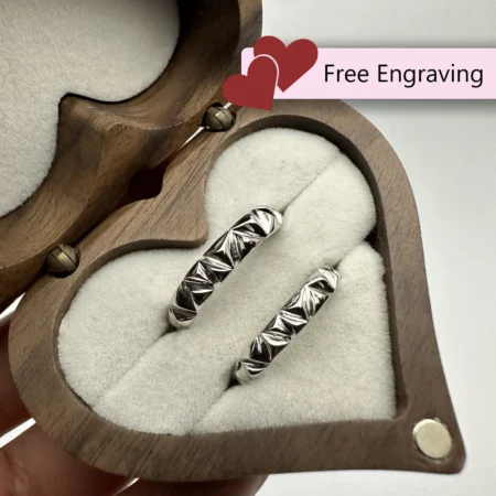 Adjustable 925 Sterling Silver Couples Rings – Rugged Domed Design, Custom Engraved, Perfect for Promise, Engagement & Anniversary.