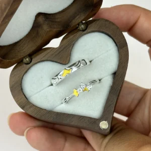 Adjustable Summer Vibes Couples Rings • 925 Silver Zirconia • Custom Engraved Promise or Anniversary Gift