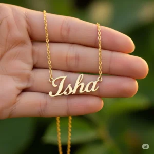 Oxidized silver name necklace with black velvet gift box for special occasions