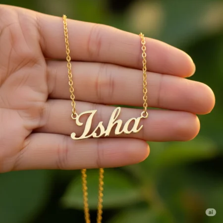 Oxidized silver name necklace with black velvet gift box for special occasions