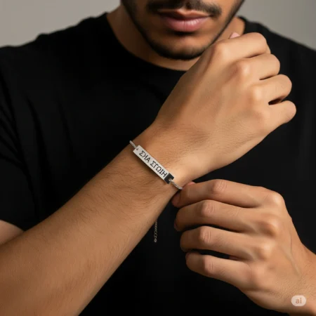 விஜய் Engraved Personalized Silver Bracelet – 925 Silver & Stainless Steel